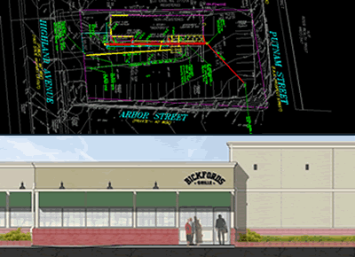 Bickford's Family Restaurant of Needham, MA: a commercial project by DeVellis Zrein, Inc. of Foxboro, MA